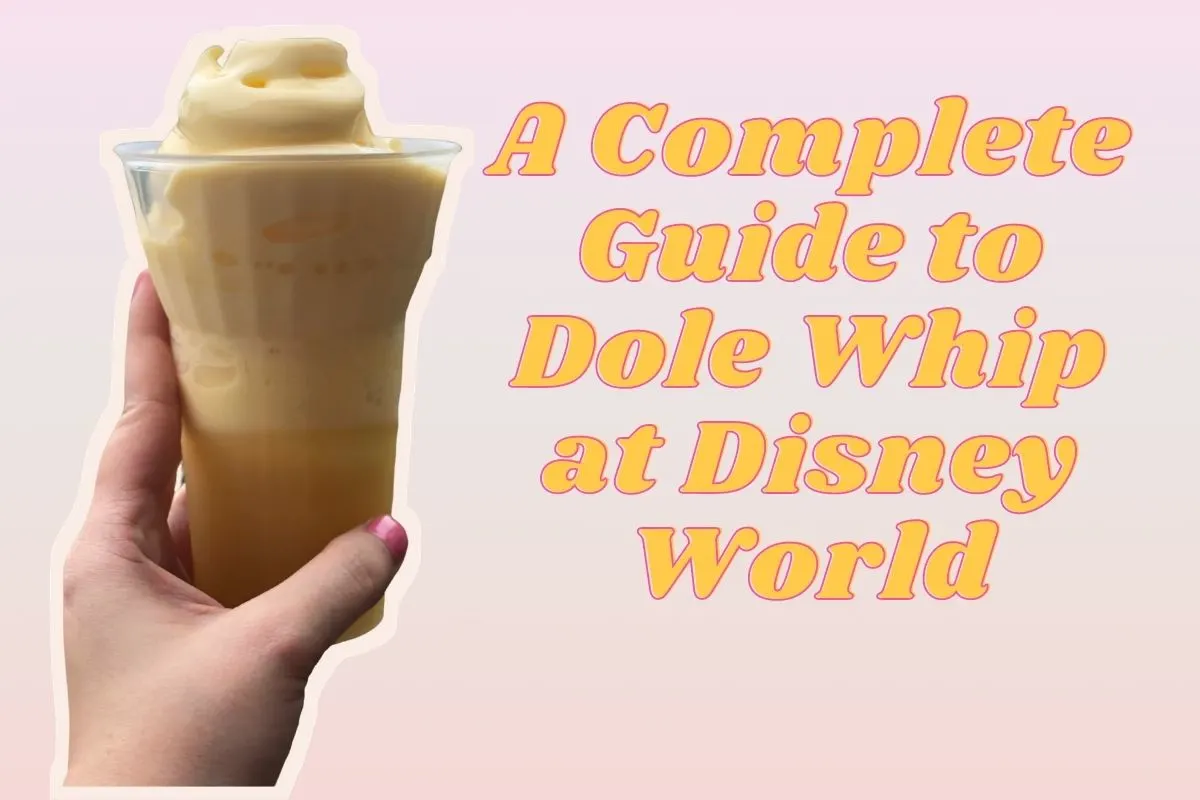 Graphic with a person holding a DOLE Whip float. Text to the right says 