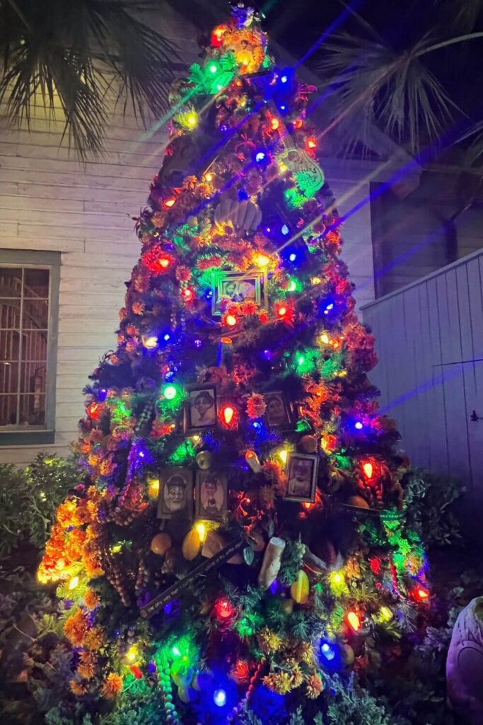 Photo of the Coco themed Christmas tree at Disney Springs.